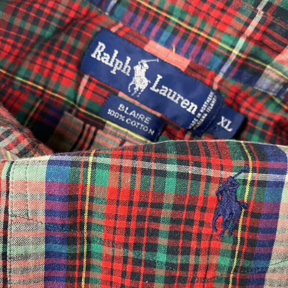 VTG Ralph Lauren Blaire Button Down Shirt Men's XL Red Green Blue Plaid - Picture 8 of 10